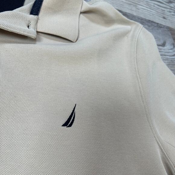 Nautica Polo Shirt Beige Cotton Blend Classic Fit Deck Style XL - Picture 2 of 6